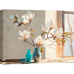 Kunstdruck, Leinwandbild, Magnolienzweig in Vase von Remy Dellal