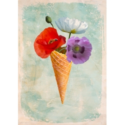 Moderner Leinwandbild mit Blumen, Überraschungseis IV, Rizzardi