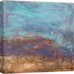 Tableau abstrait bleu et or, Horizon de lumière III de Italo Corrado