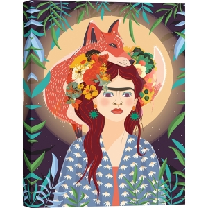 Tableau style Frida Kahlo, La déesse de la lune, det, Much Toons