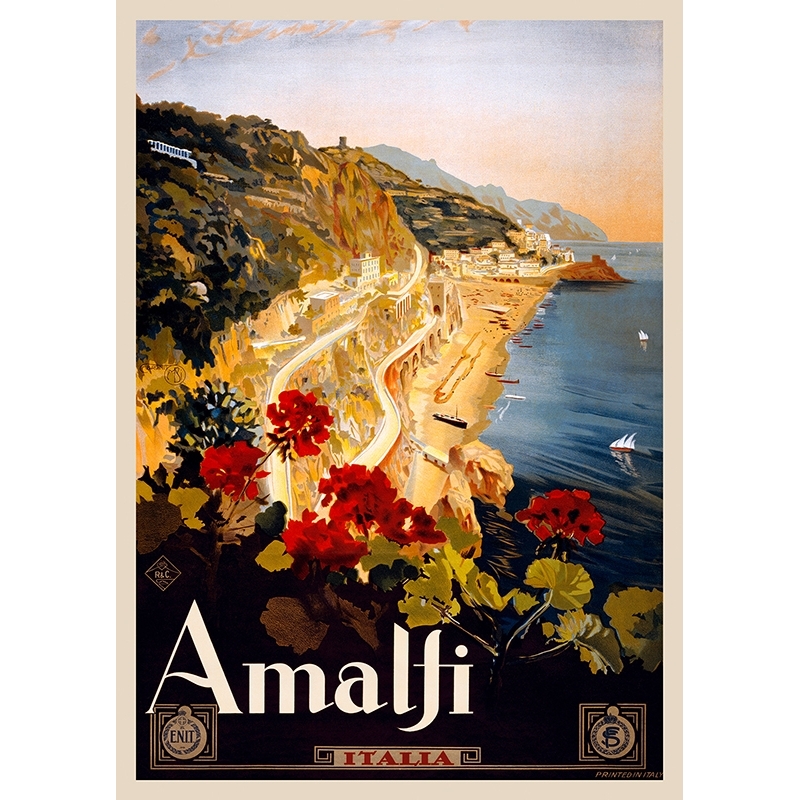 Cartel y poster vintage, lienzo y lámina, Amalfi