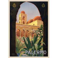 Quadro poster vintage e stampa su tela Palermo (Sicilia), 1920