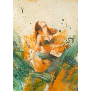 Kunstdruck, Leinwandbild mit Frau, Rebirth (detail) von Erica Pagnoni