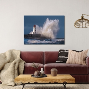 Tableau sur toile, Phare dans la mer impétueuse, Pangea Images