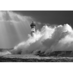 Art print and canvas, The Big Wave (B&W) by Pangea Images