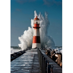 Art print and canvas, Lighthouse in the Mediterranean Sea, det
