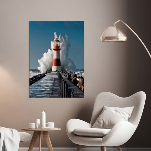 Art print and canvas, Lighthouse in the Mediterranean Sea, det