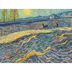 Cuadro en lienzo y lámina, Campo con aradura de Vincent van Gogh