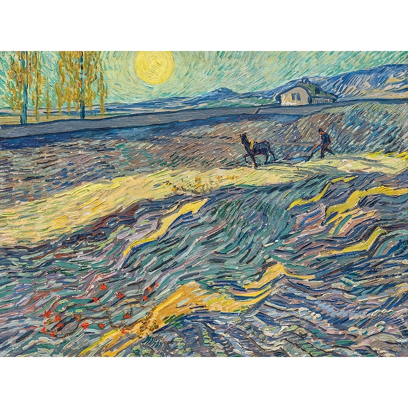 Kunstdruck, Leinwandbild, Feld mit Pflügen von Vincent van Gogh