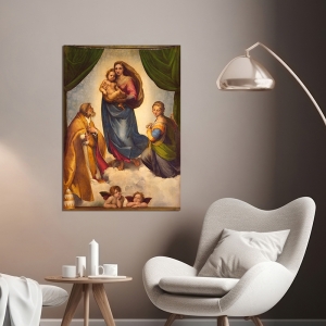 Quadro, stampa su tela, Madonna Sistina di  Raffaello