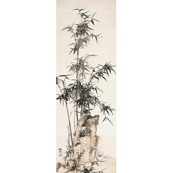 Stampa giapponese, disegno su tela, Bamboo di Yamamoto Baiitsu