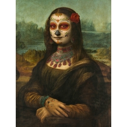 Tableau mexicain, crâne, Calavera Mona Lisa de Steven Hill