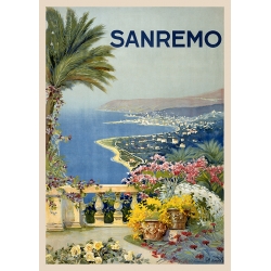 Kunstdruck, Leinwandbild, Vintage Poster Sanremo