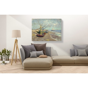 Wall art print and canvas. Vincent van Gogh, Fishing Boats on the Beach at Les Saintes-Maries-de-la-Mer