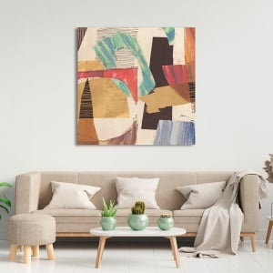 Abstract ethnic print and canvas, Bebop I by Sven Dorn