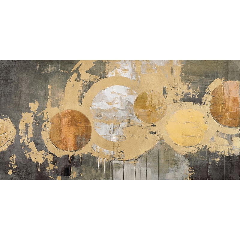 Abstract art print, gray and gold, Cosmic Debris I by Jim Stone