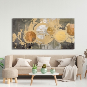 Abstract art print, gray and gold, Cosmic Debris I by Jim Stone