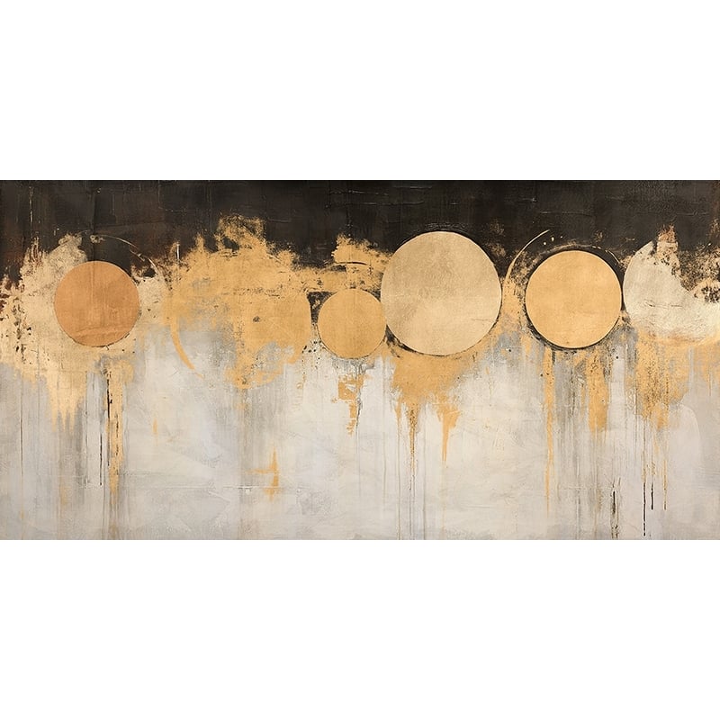 Canvas gray, black and gold, Moon Phase by Jim Stone