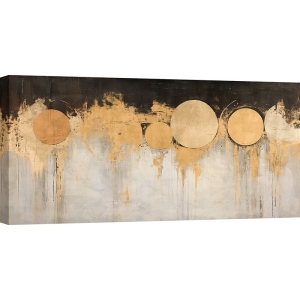 Tableau abstrait gris, noir et or, Phase de la lune de Jim Stone