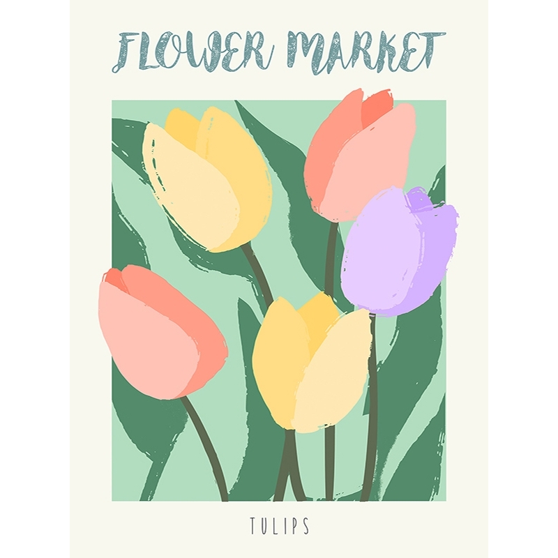 Lámina tulipanes, Flower Market: Tulips de Atelier Deco