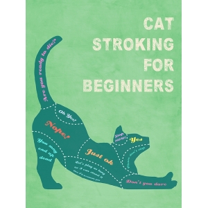 Art print and canvas, Cat Stroking for Beginners (color)