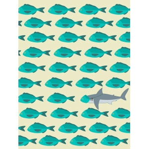 Art print and canvas, Blue Fish by Steven Hill