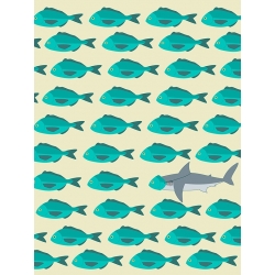 Poster poissons, Blue Fish de Steven Hill