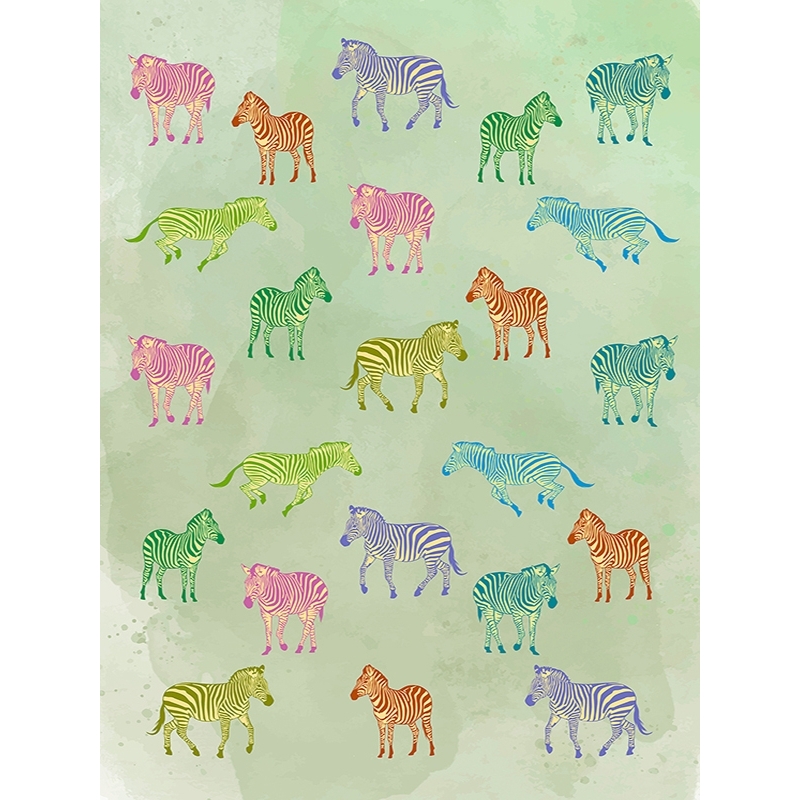 Poster moderno zebre, Wildlife pattern III (multicolor) di Hill