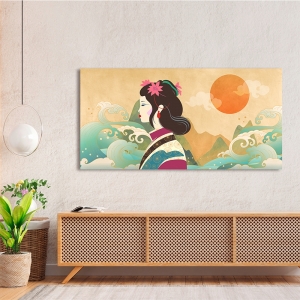 Modern japanese art print, Staring at the Ocean Waves