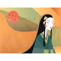 Japandi print and canvas, Wish of Good Fortune by Sayaka Miko