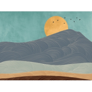 Nordic style art print, Golden Moon by Sayaka Miko