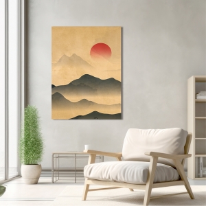 Japanese print with sun, Breath of Nature I by Sayaka Miko