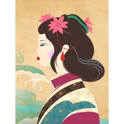 Japanese woman art print, Ocean Waves I by Sayaka Miko