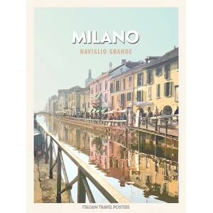 Stampa, poster, quadro su tela, Milano: Naviglio grande