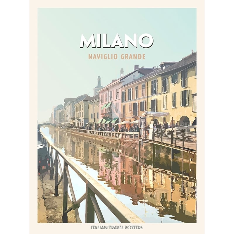 Poster, Kunstdruck, Leinwandbild Milano: Naviglio grande