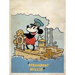 Cuadro en lienzo, lámina, Steamboat Willie Poster, Eric Chestier