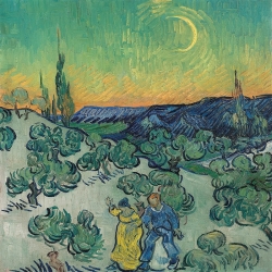 Art print and canvas, Walk at dusk, 1890 by Vincent van Gogh