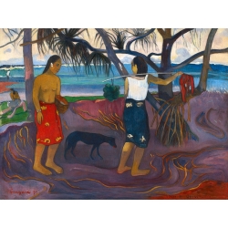 Tableau sur toile, I Raro Te Oviri (Sous le pandanus) de Gauguin