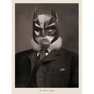 Vintage photo print with Bat Man mask, Sir Horatio Wayne