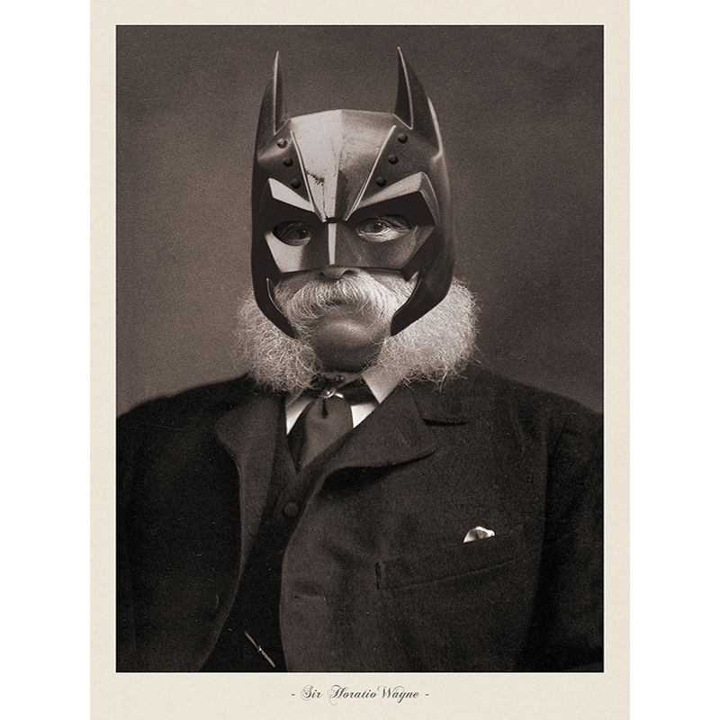 Kunstdruck, Vintage-Foto mit Maske Batman, Sir Horatio Wayne