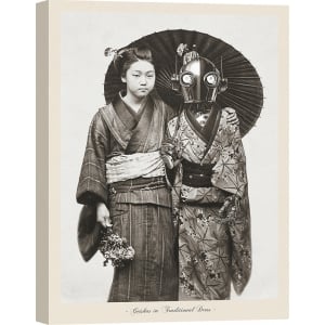 Funny vintage photo print, Geishas in Traditional Dress