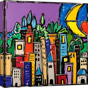 Colorful print and canvas, The city of colors by Wallas