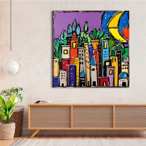 Colorful print and canvas, The city of colors by Wallas