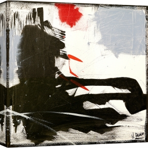 Tableau abstrait noir et blanc, Black Sound II de H. Romero