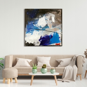 Tableau abstrait moderne sur toile, Blue Sky de H. Romero