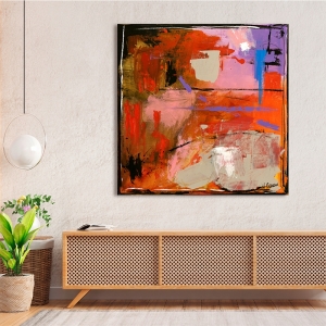 Red abstract art print and canvas, Red Roses by H. Romero