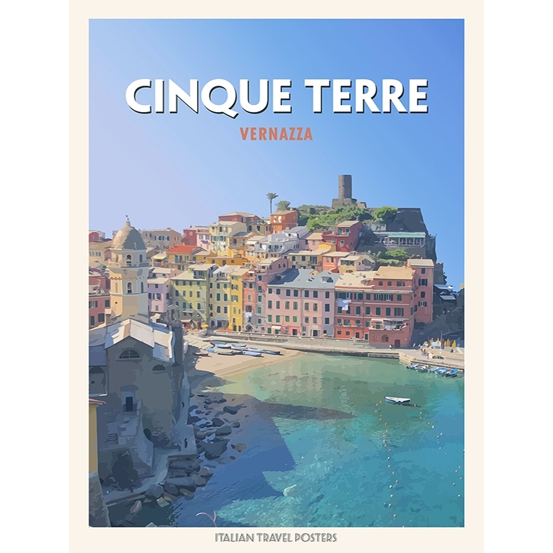 Vintage Poster, Kunstdruck, Leinwandbild, Cinque Terre: Vernazza