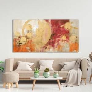 Abstract golden print and canvas, Glittering Planets, Jim Stone