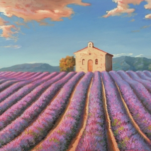 Quadro, stampa su tela. Adriano Galasso, Campi di lavanda (dettaglio)