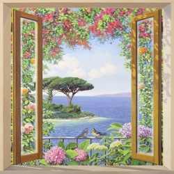 Leinwandbilder Fenster. Andrea Del Missier, An der Mittelmeerküste